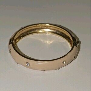 J. Crew Preppy Old Money Blush Pink Enamel Crystal Gold-Tone Bangle Bracelet